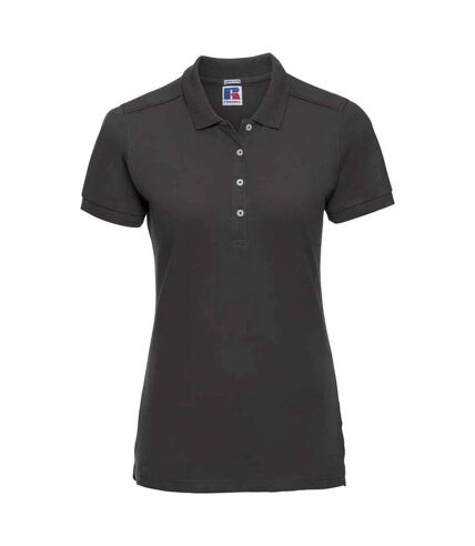 Womens/ladies pique stretch polo shirt black Russell