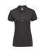 Womens/ladies pique stretch polo shirt black Russell