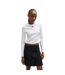 Womens/ladies Logo Slim Long-sleeved Crop T-shirt White Hugo-4