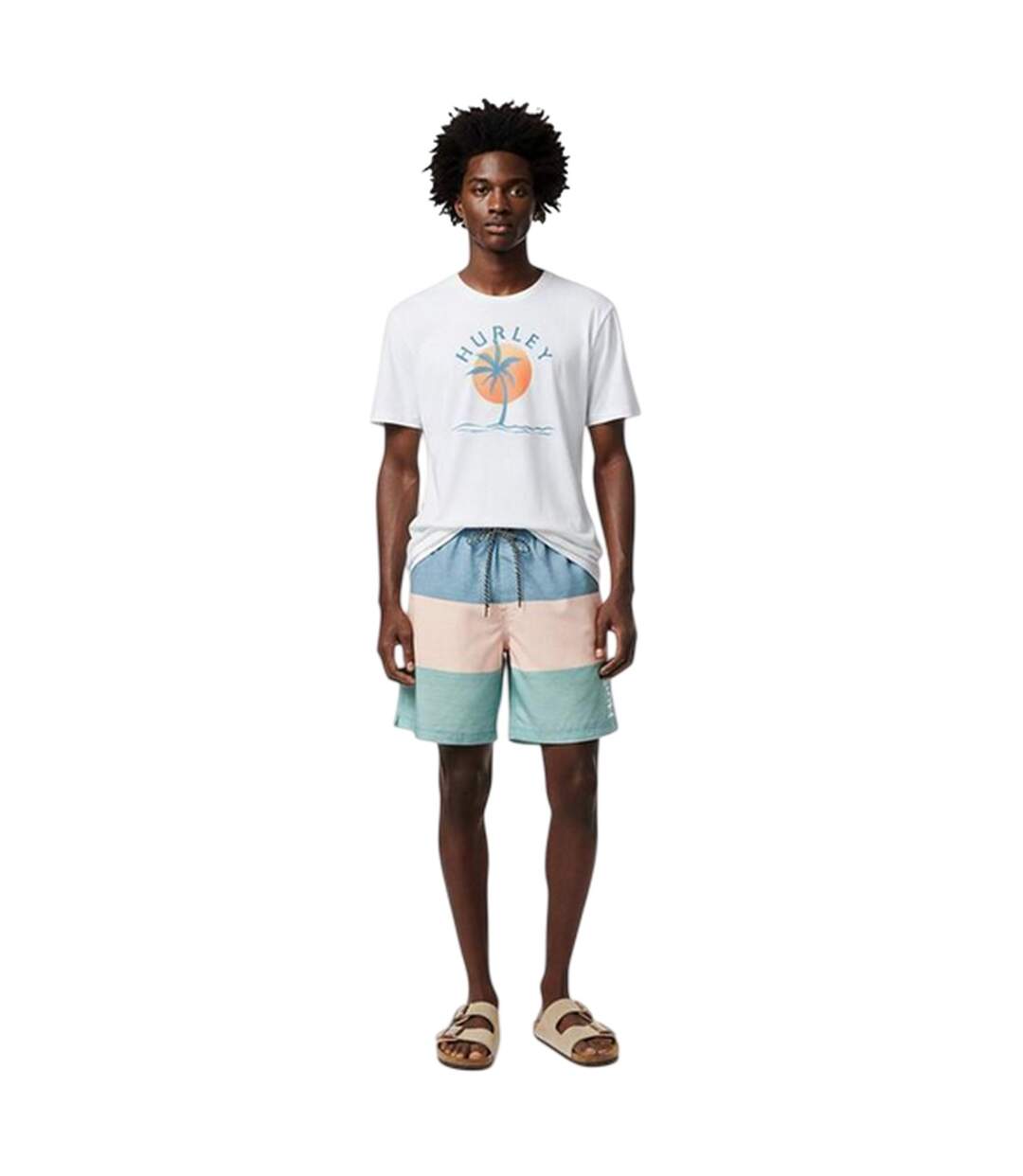 Mens Smu Colour Block Swim Shorts Blue Peach Green Hurley-1
