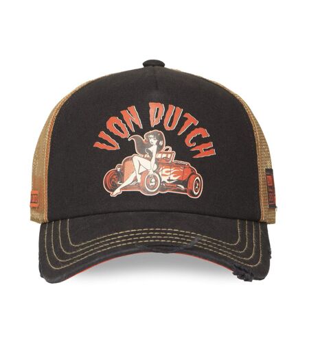 Casquette trucker avec filet effet usé avec print Crew Devil Engine Vondutch