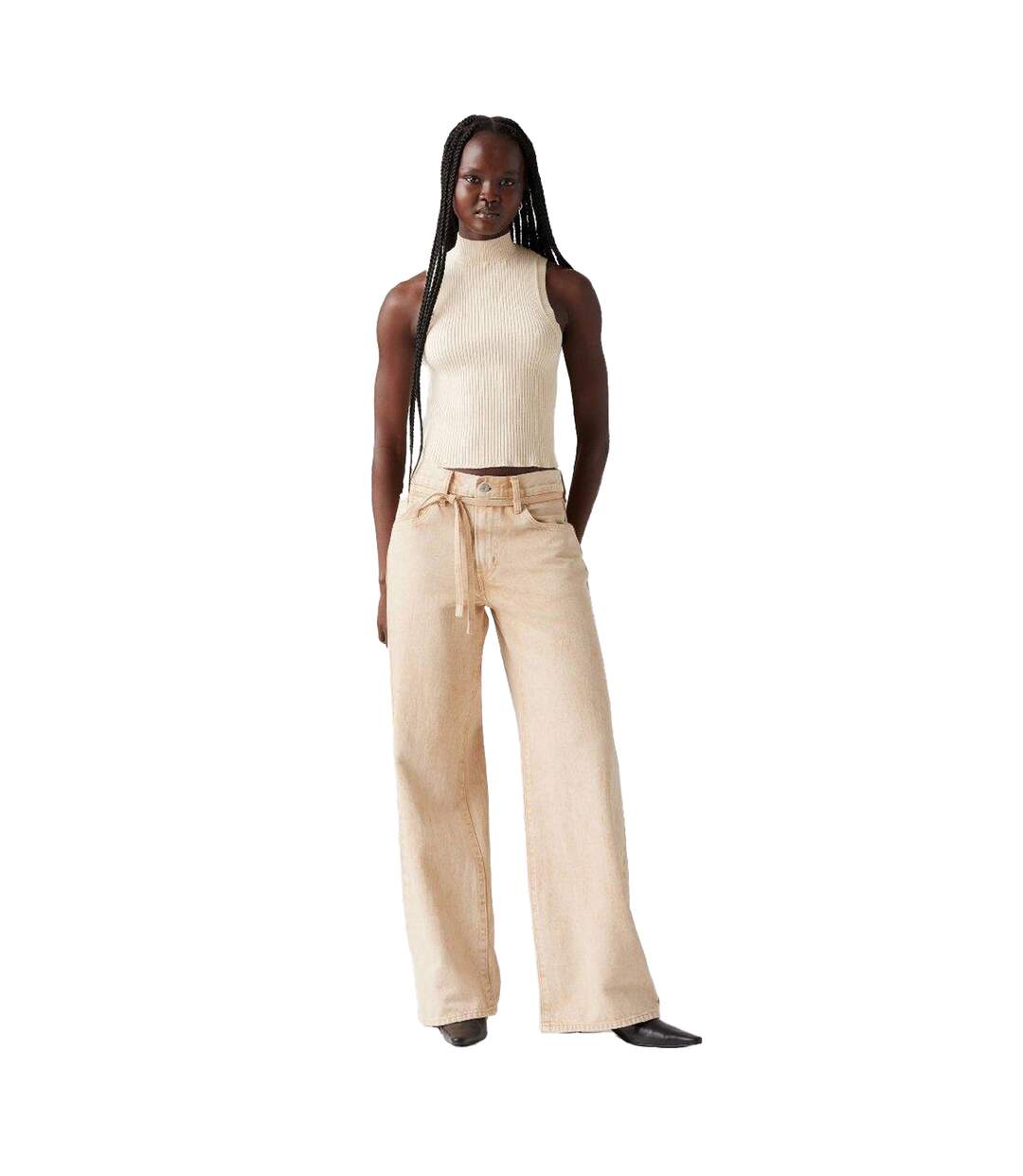 Womens/ladies Wide Leg Jeans Dark Khaki Levis-4