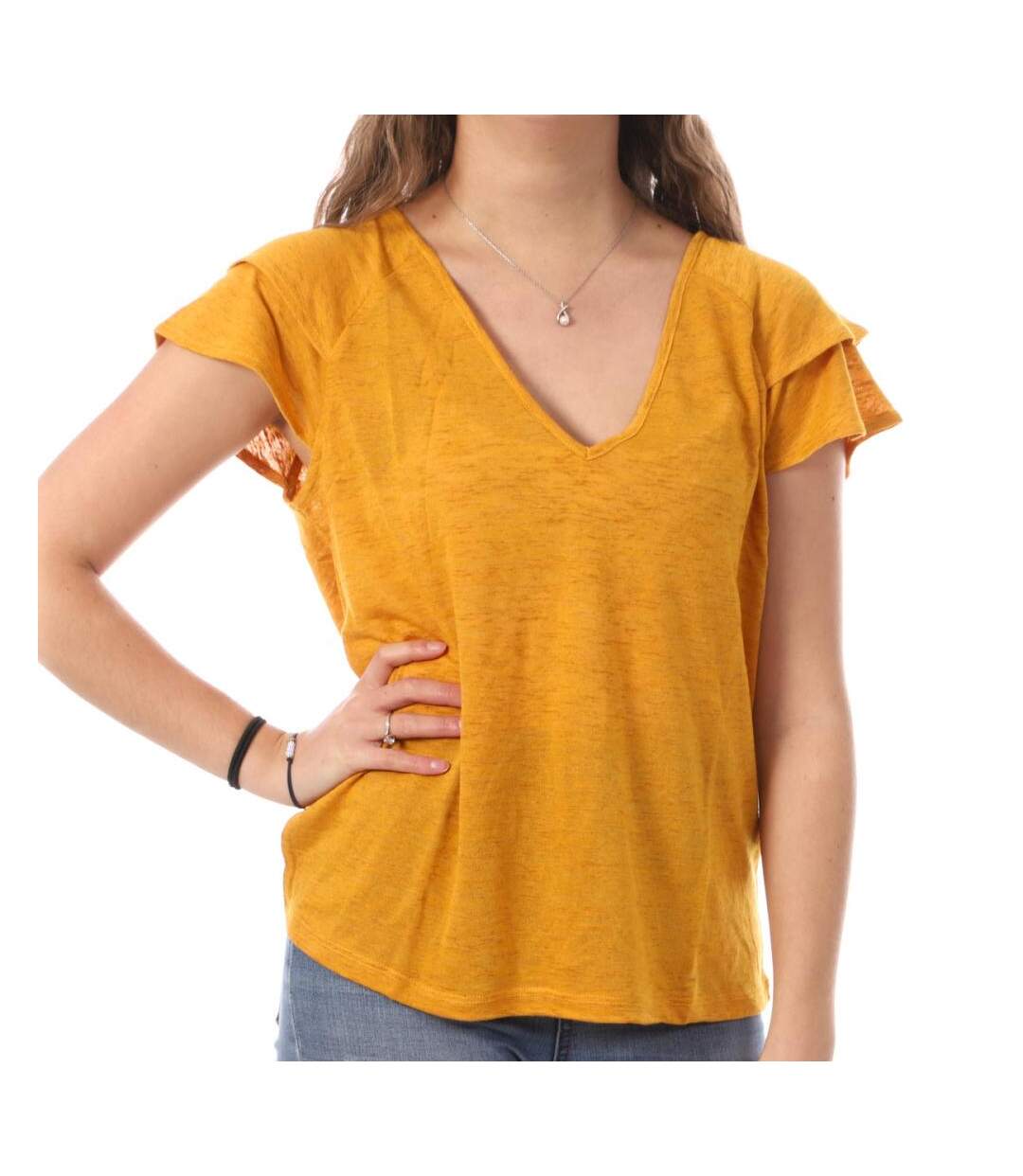 T-shirt Jaune Femme Vero Moda Lina - L-1