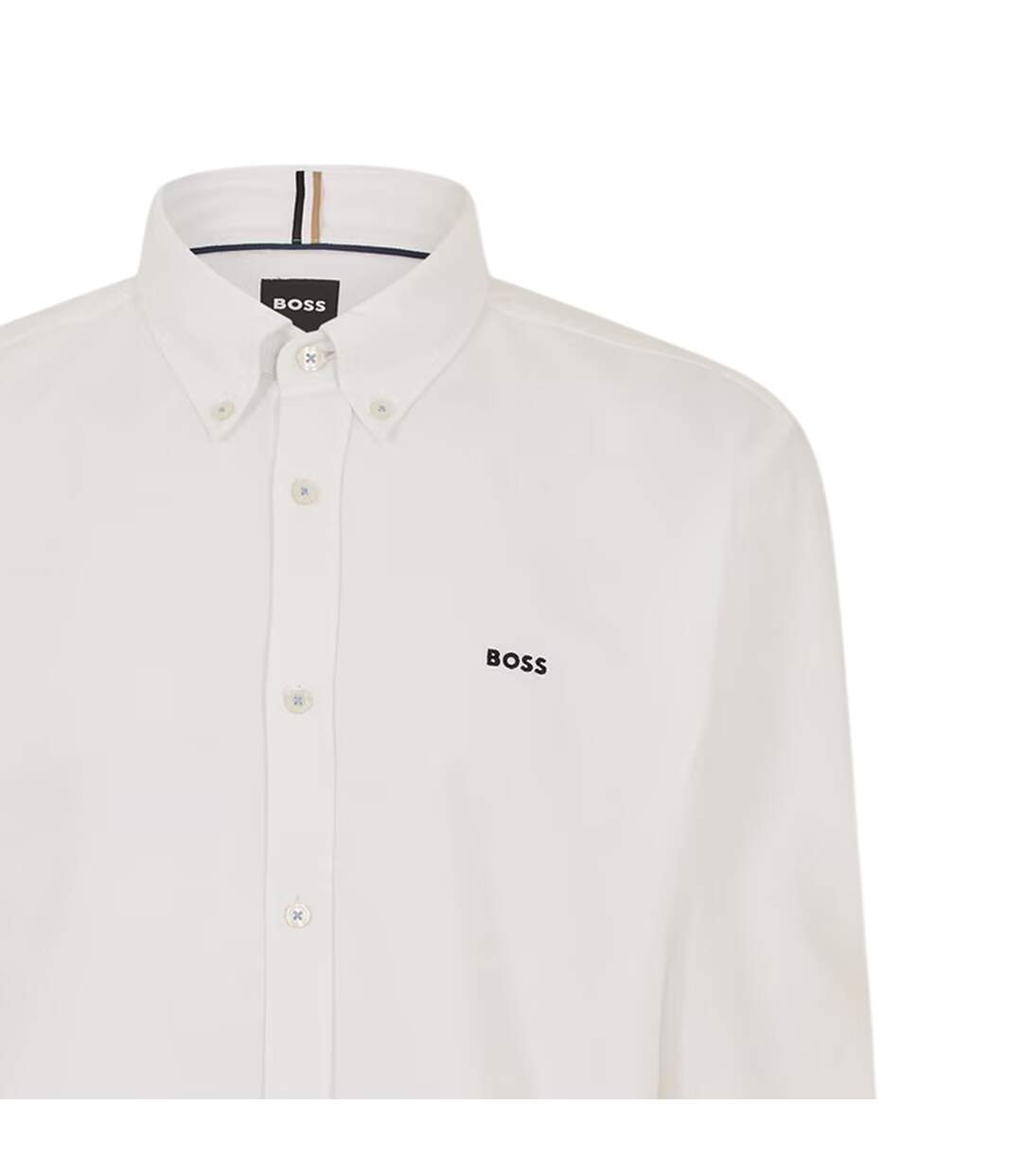Mens Long-sleeved Button-down Shirt White Boss-3