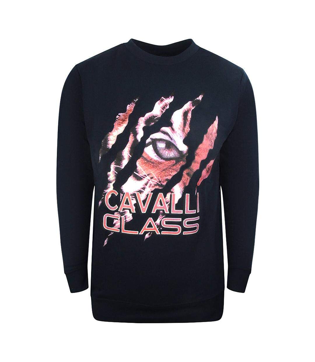 Unisex Adult Peeking Tiger Sweatshirt Navy Blue Cavalli Class-1