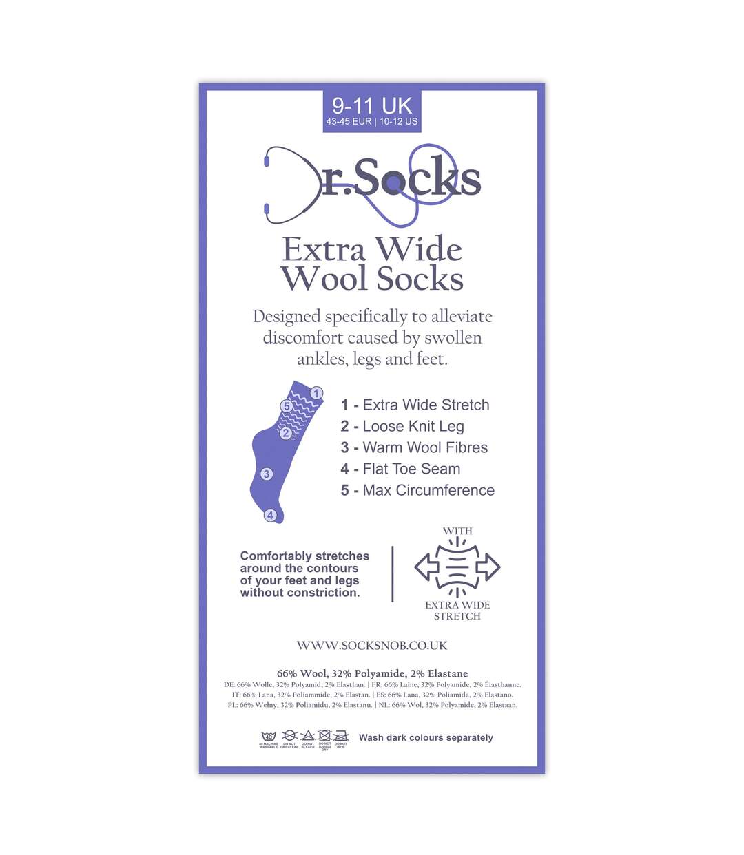Ladies Mens Wool Oedema Socks for Swollen Feet & Circulation Support-2