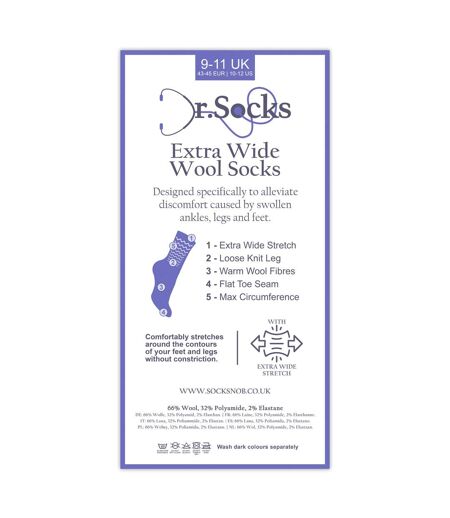 Ladies Mens Wool Oedema Socks for Swollen Feet & Circulation Support