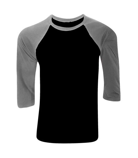 Canvas Mens 3/4 Sleeve Baseball T-Shirt (Black/ Deep Heather Gray)