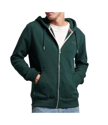Sweat zippe capuche vert foncé homme superdry  essential - s