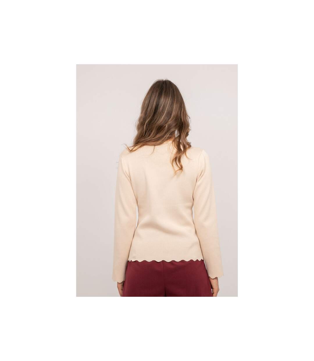 Pull fin festonné col rond FAUSTINA - Dona X Lisa-2