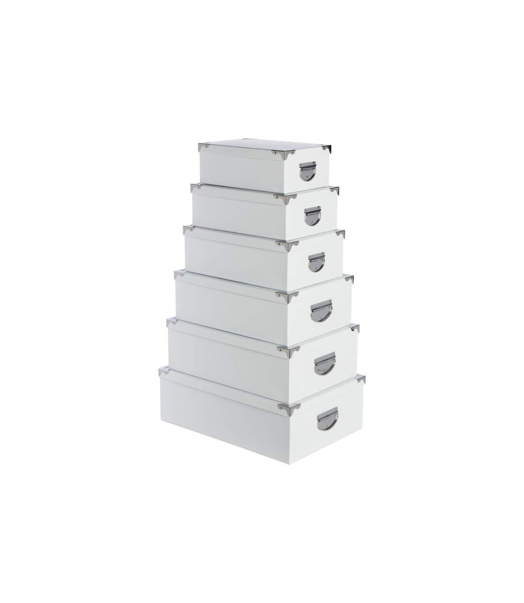 Lot de 6 Boîtes de Rangement Uni 48cm Blanc-1