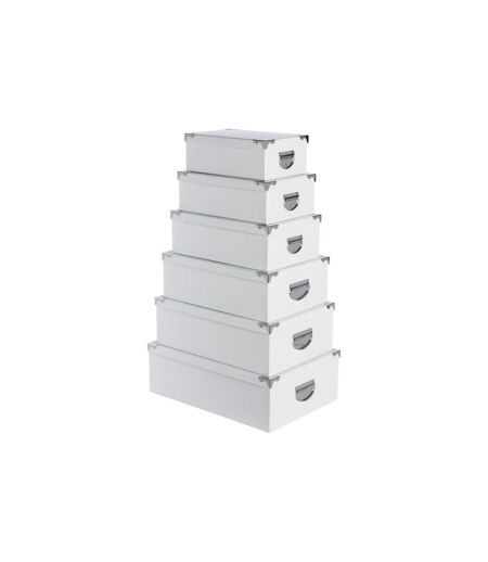 Set de 6 Boîtes de Rangement Uni 48cm Blanc