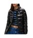 Doudoune noir brillant femme tommy jeans slim zip print-1