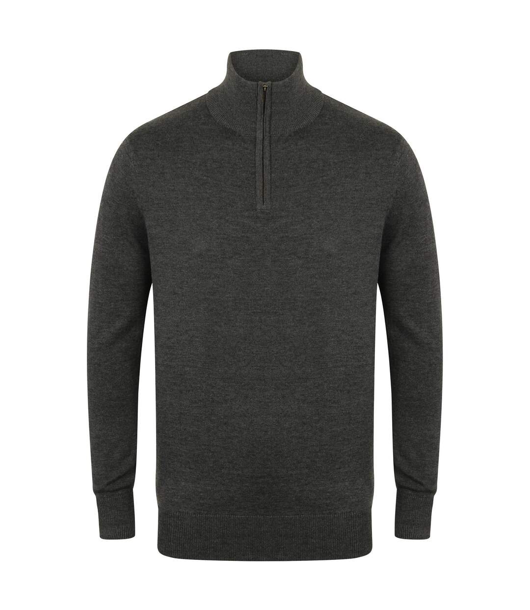 Pull zippé 1/4 à manches longues homme gris marne Henbury