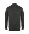 Henbury Mens 1/4 Zip Long Sleeve Sweater (Gray Marl)