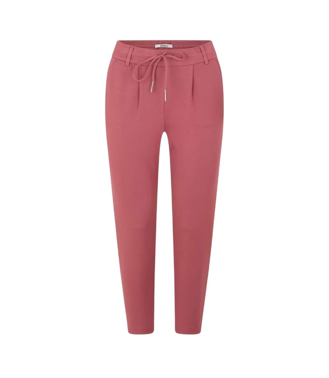 Womens/ladies Plain Slim Trousers Red Only-2