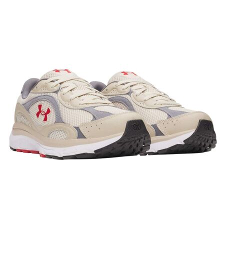 Mens Tech Athletic Leather Trainers Sandstone Sand Red Under Armour