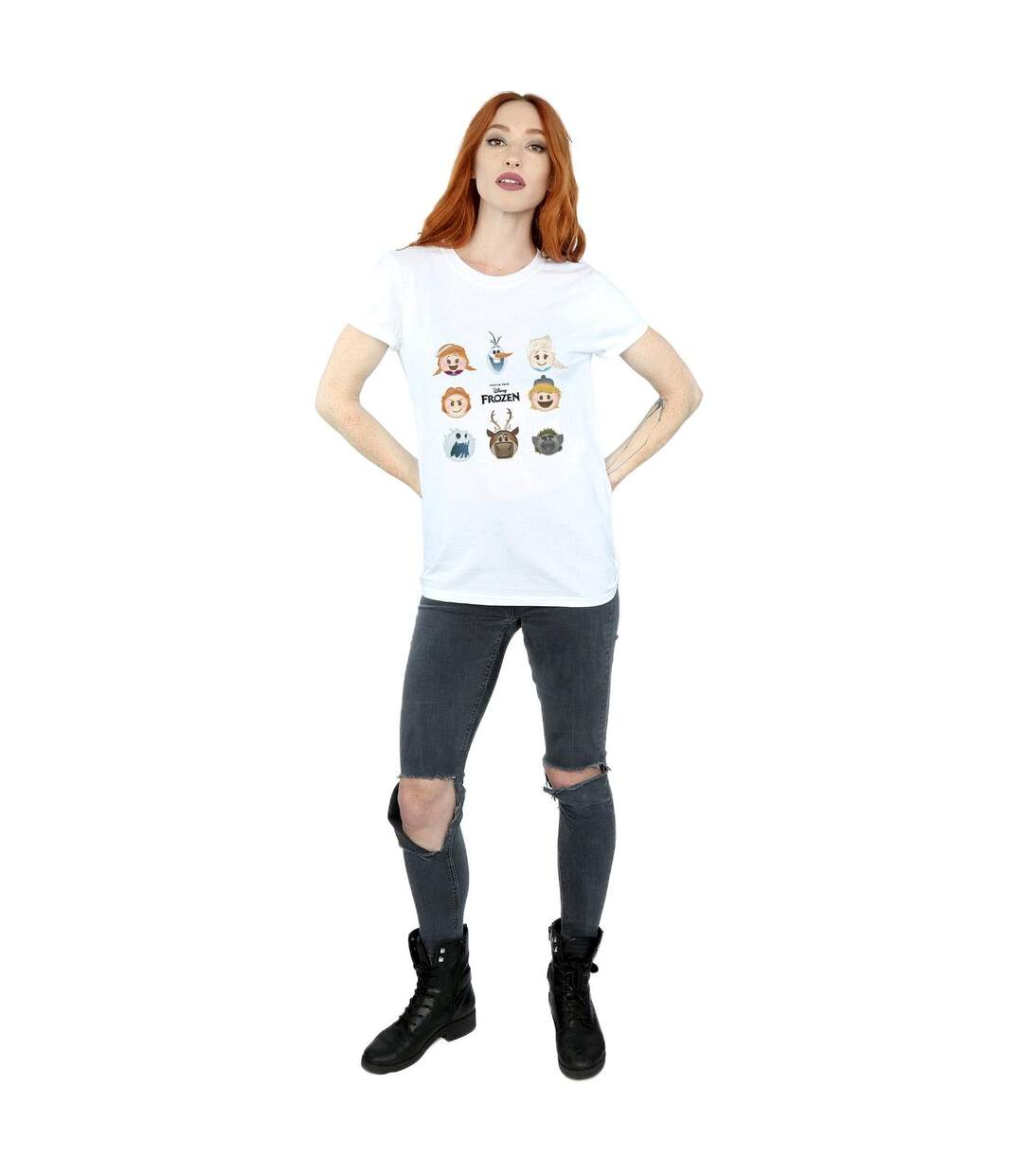 Disney T-shirt boyfriend en coton pour femmes/femmes Frozen Heads (Blanc) - UTBI24668-4