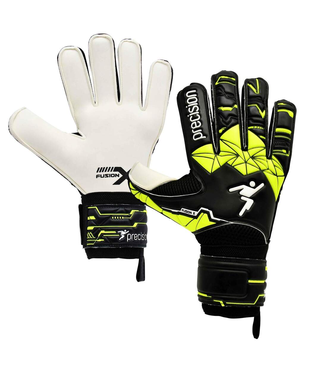 Gants de gardien de but fusion adulte noir / jaune fluo Precision-1