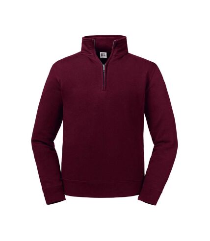 Russell Mens Authentic Zip Neck Sweatshirt (Burgundy)