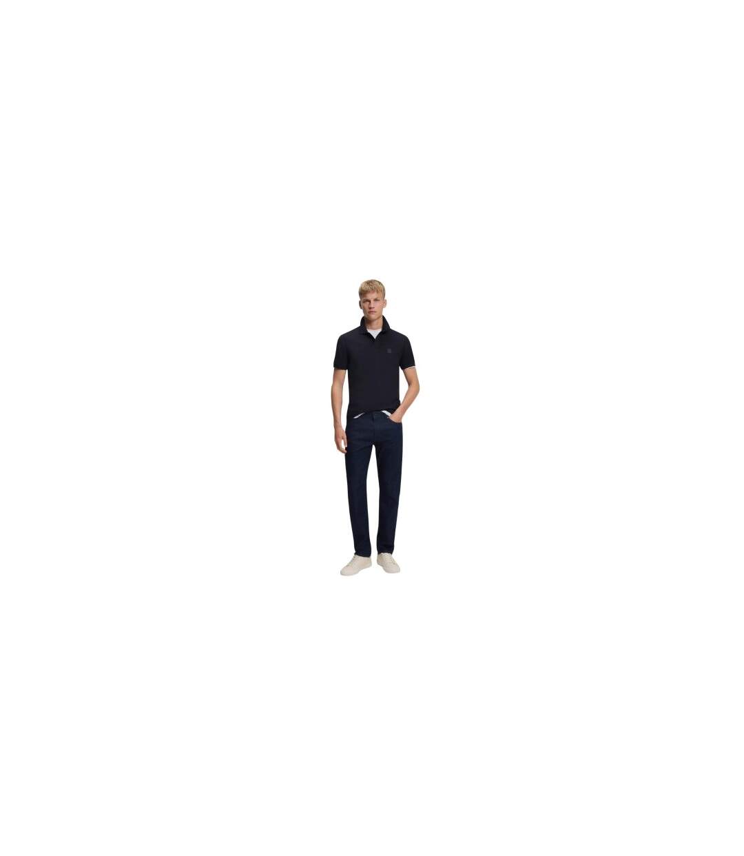 Mens Passenger Box Logo Polo Shirt Dark Blue Boss-1