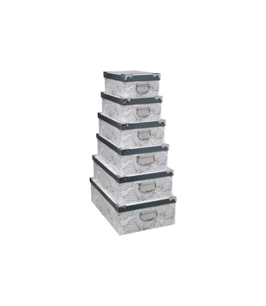 Lot de 6 Boîtes de Rangement Délicat 48cm Blanc-1