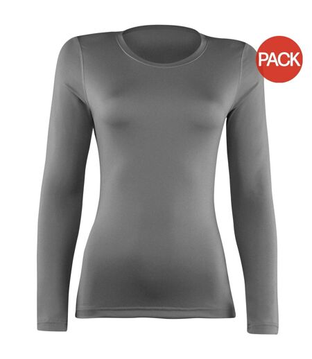 Lot de 2  t-shirts à manches longues femme gris Rhino