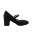 Womens/ladies araceli suede wide block heel mary janes black Where´s That From