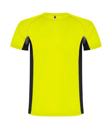 T-shirt shanghai homme jaune fluo / noir uni Roly