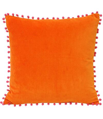 Riva Home Velvet Pompom Cushion Cover (Orange/Fuchsia)