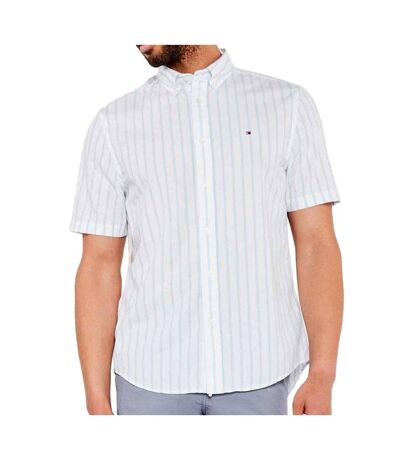 Chemise blanche/bleu homme tommy hilfiger flex - l