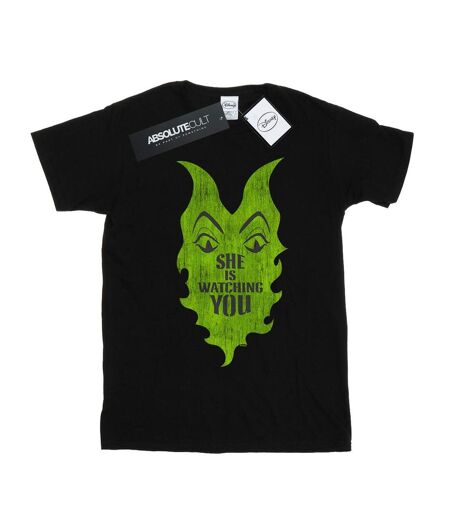 Disney Womens/Ladies The Descendants Maleficent She Is Watching Coton Boyfriend T-Shirt (Noir) - UTBI20051