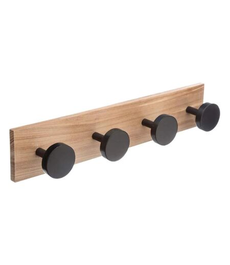 Patère en Bois 4 Têtes 40cm Noir