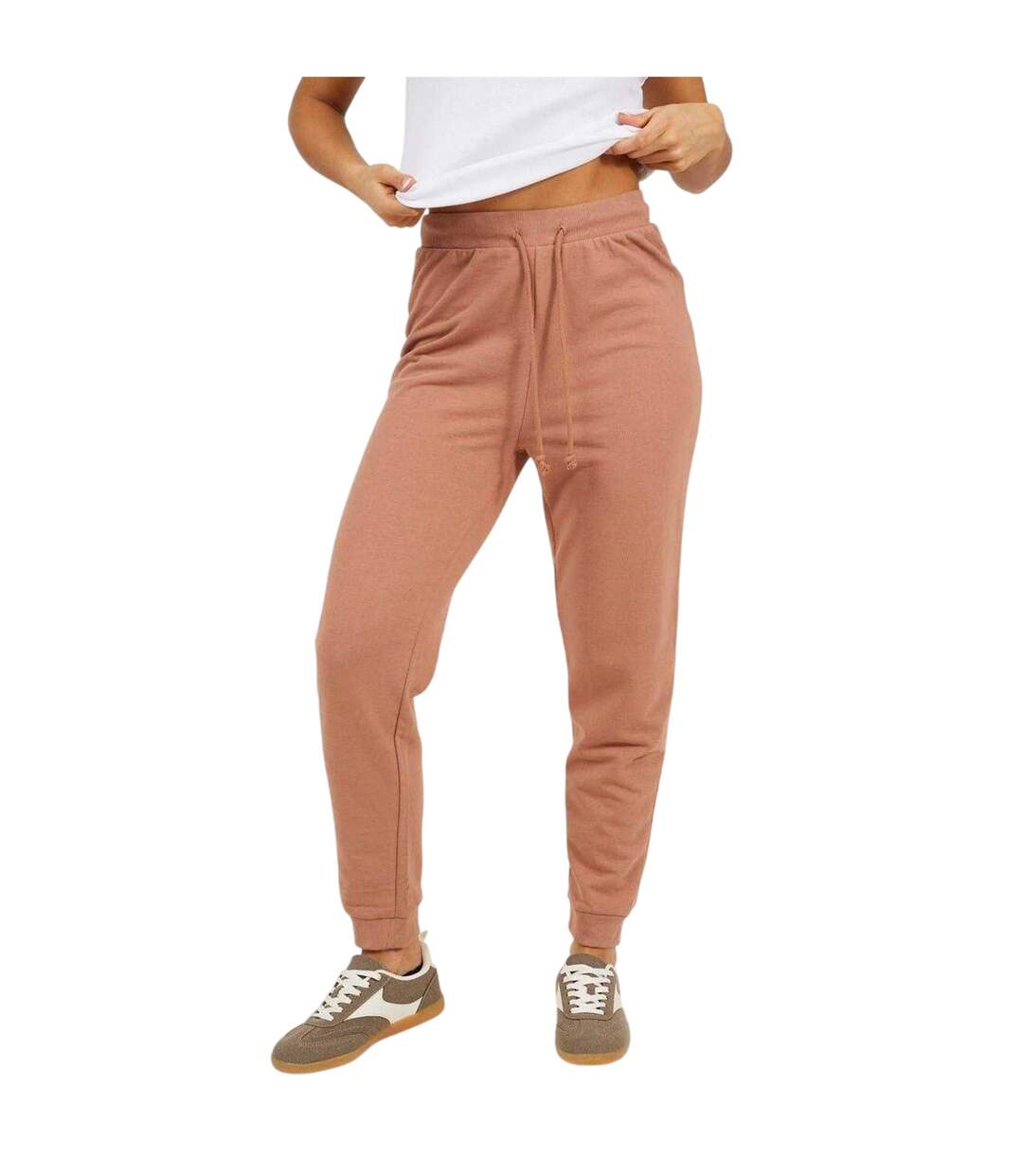 Womens/ladies Skinny Jogging Bottoms Taupe Brave Soul-2