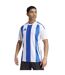 Maillot De Foot Style À Rayures Homme Blanc Bleu Adidas-1