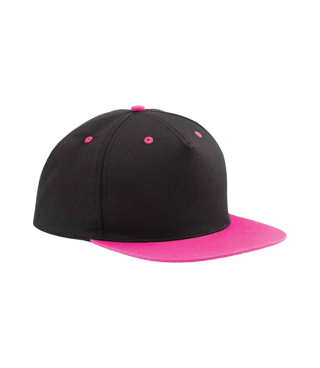 Contrast 5 panel snapback cap black/fuchsia Beechfield-1