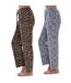 Pack Of 2  Womens/ladies Fleece Leopard Print Lounge Pants  Multicoloured Keanu-3