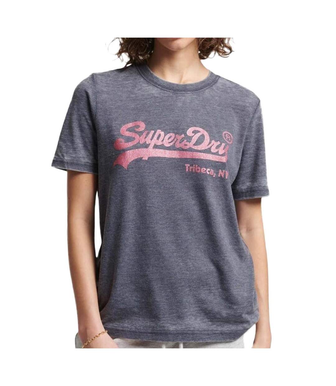 T-shirt Marine Femme Superdry Embellished - M-1