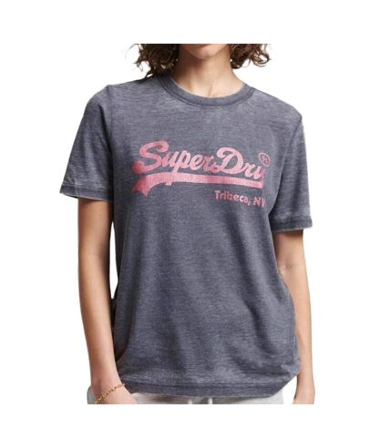 T-shirt Marine Femme Superdry Embellished - L