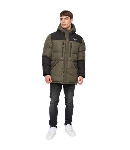 Mens Polyester Puffer Jacket Green Crosshatch