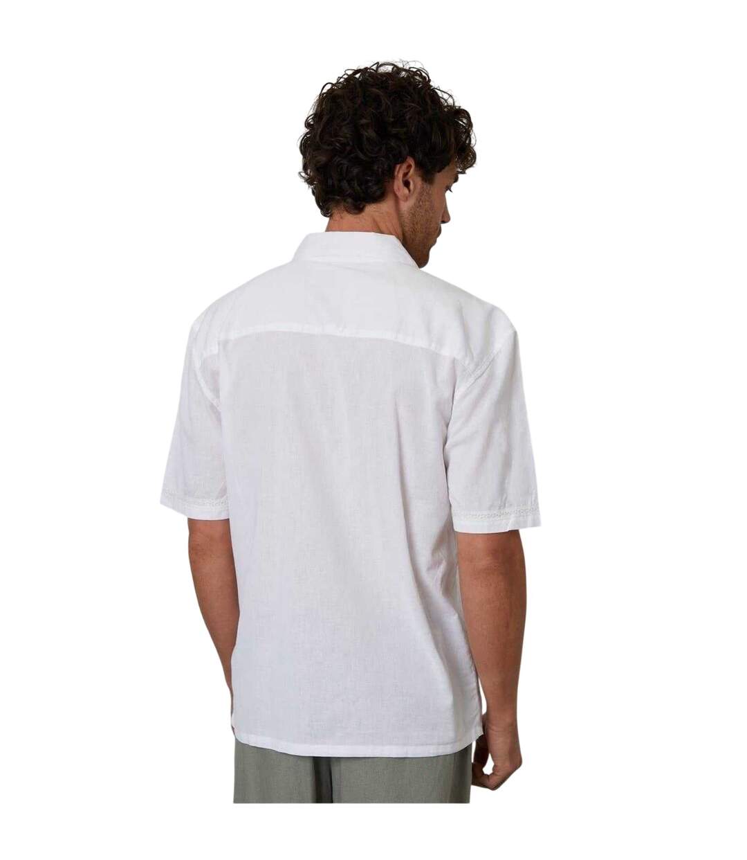 Chemise De Bowling Manches Courtes Motif/style Brodé Homme Blanc Threadbare-3