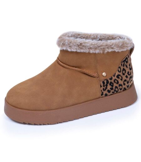 Isotoner Bottines femme basses revers fourré, semelle à mémoire de forme