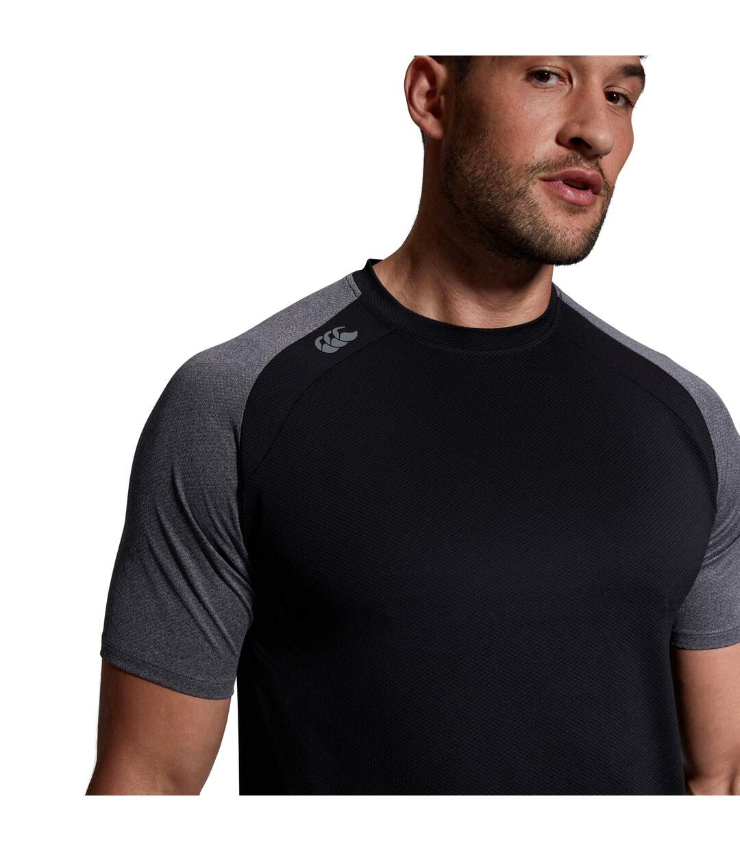 Mens Elite Training T-shirt Black Magnolia Marl Canterbury-4