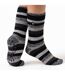 Ladies Striped Non Skid Thermal Slipper Socks with Grips-5