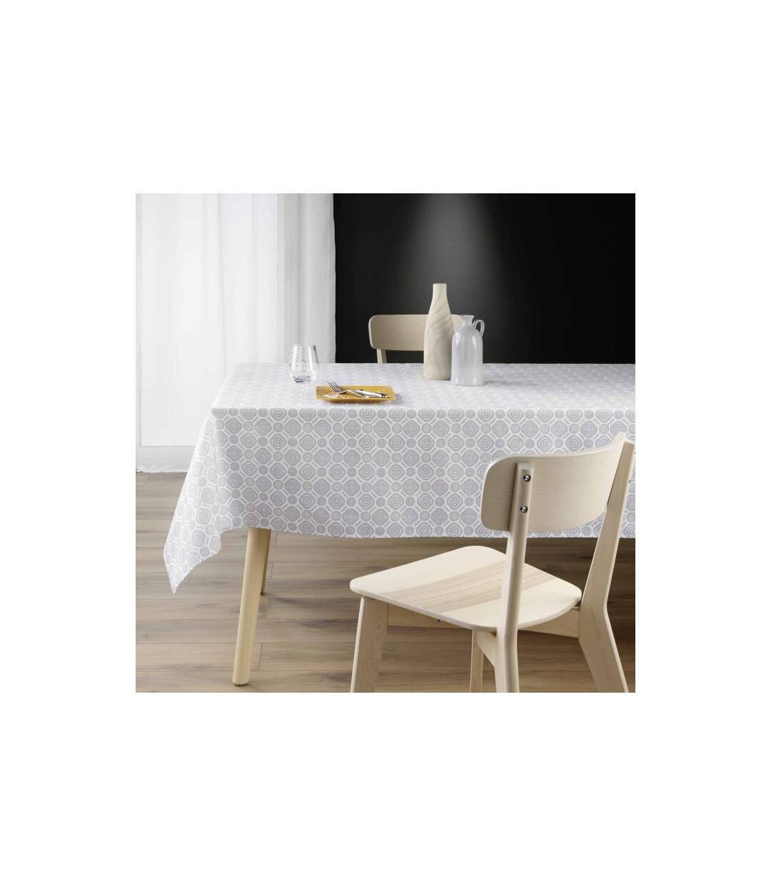 Nappe Infroissable Imprimée Callis 140x240cm Gris-2