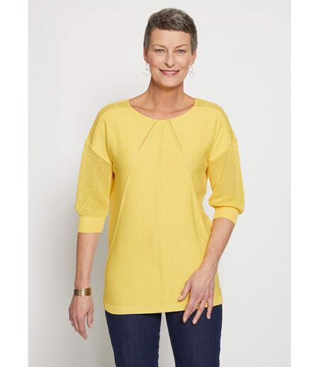 Pull en maille ajourée, manches 3/4