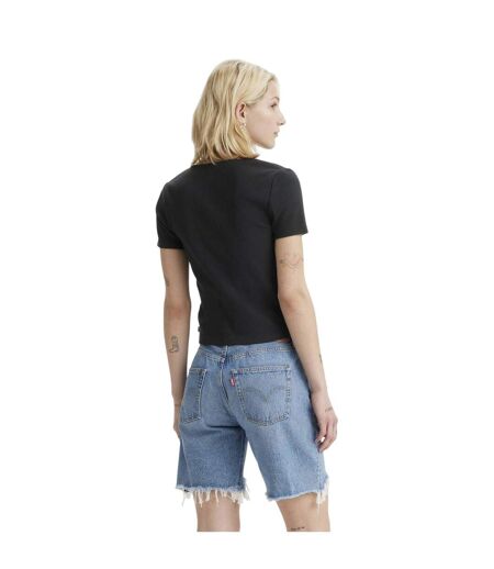 Womens/ladies Ribbed V Neck Top Caviar Levis
