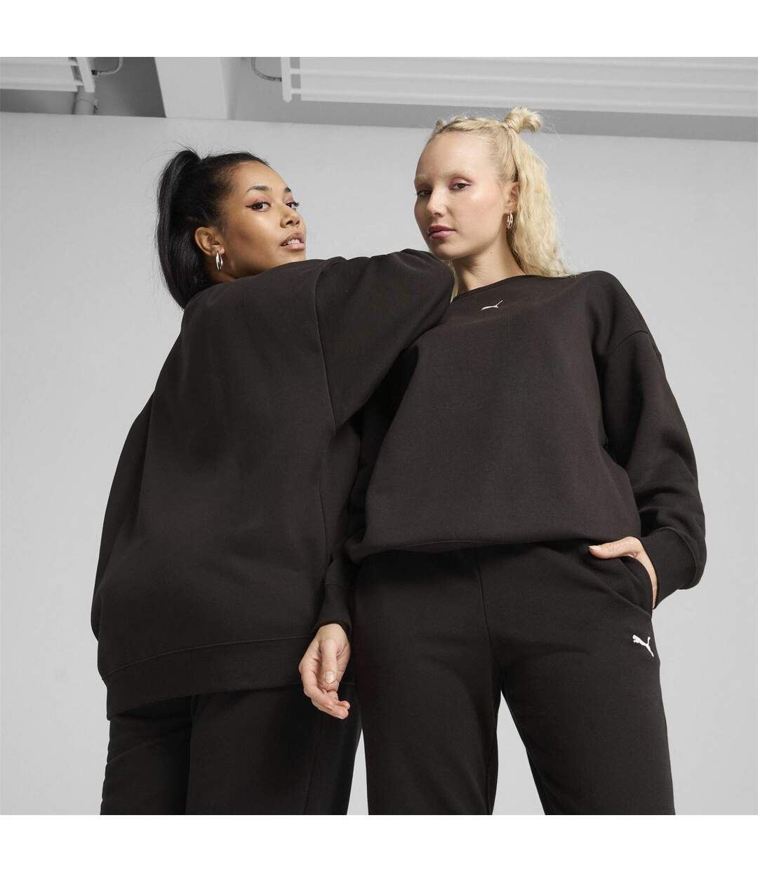 Womens/ladies Oversized Sweatshirt Black Puma-3