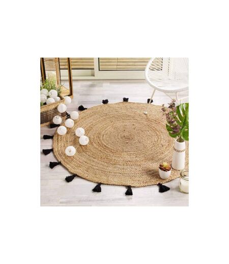 Tapis Rond Déco en Jute Shira 120cm Noir