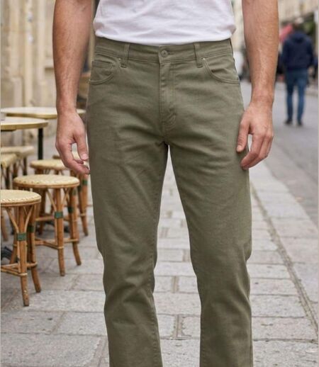 CHALLENGER M759 — Jean 5 poches extensible kaki terre : le confort stretch au style naturel
